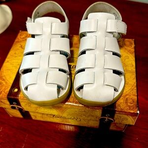 Footmates Captain Toddler white Blue Leather Sandals 8
